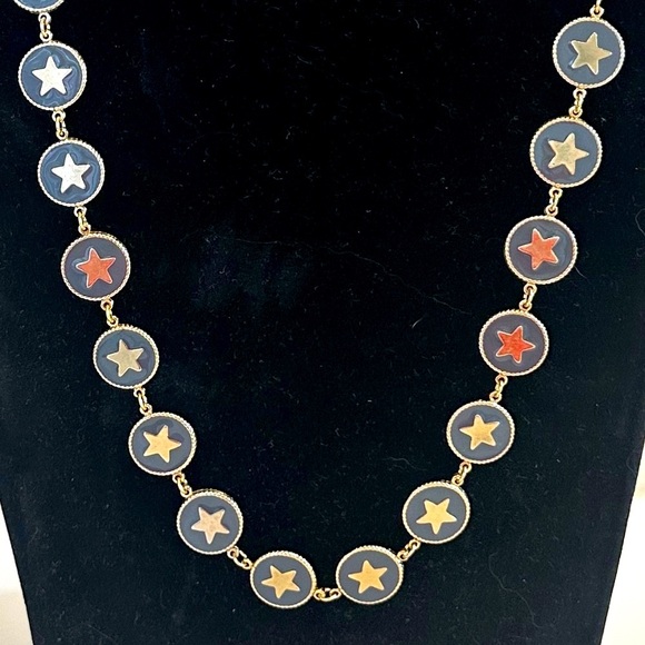 TOVA Gold Star Long Necklace Set in Blue-Grey Enamel in Gold-Tone Metal - Picture 2 of 16